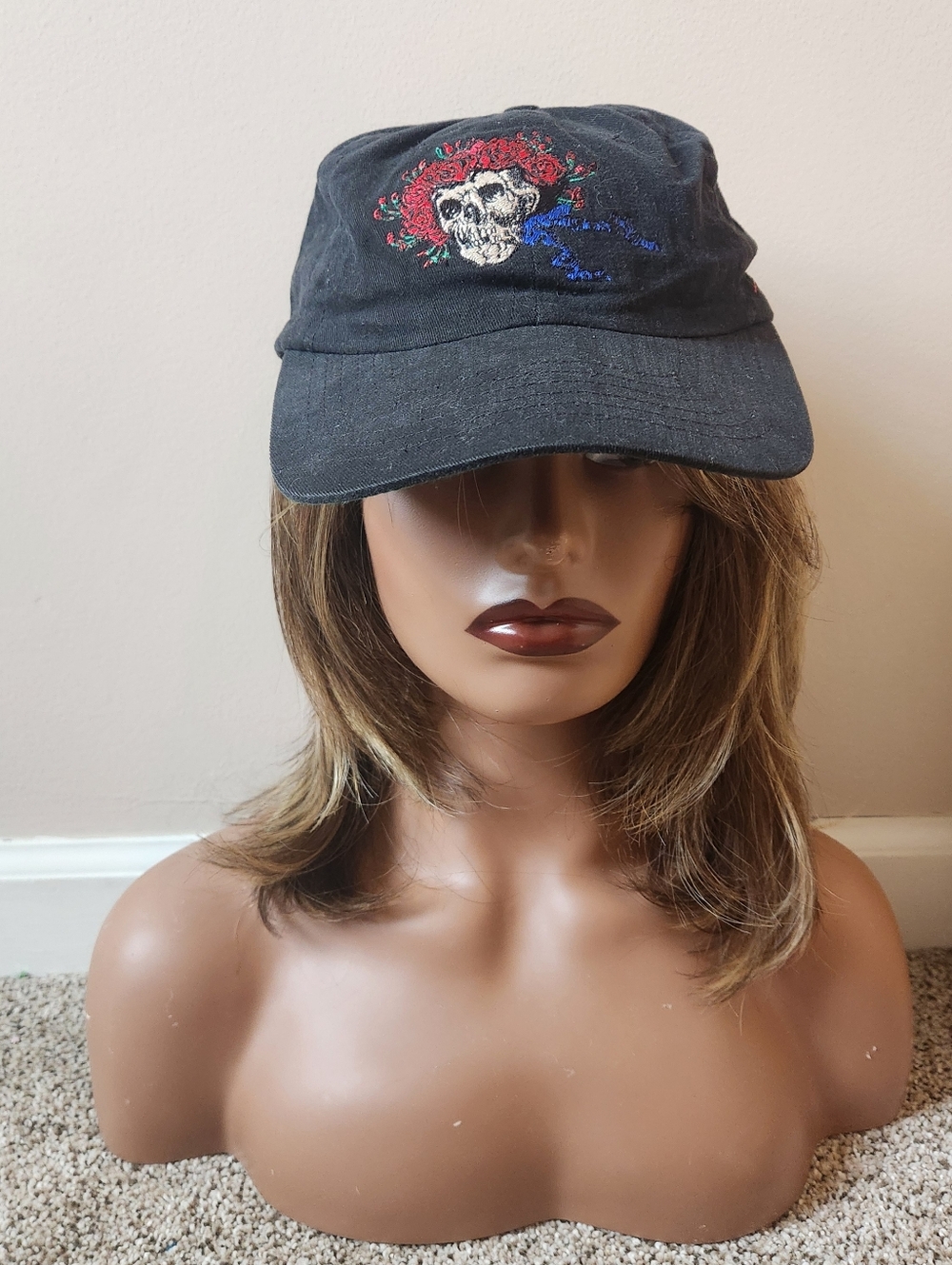 ​VINTAGE Grateful Dead Bertha Skull & Roses Hat - Made in USA